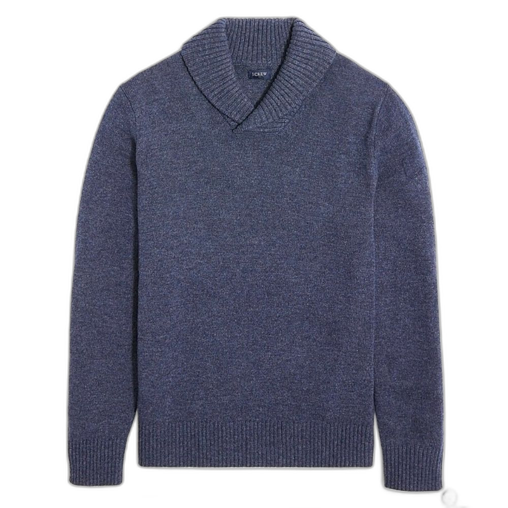 NWT J Crew Supersoft Lambswool Blend Shawl Collar Sweater Mens Navy Blue SZ S